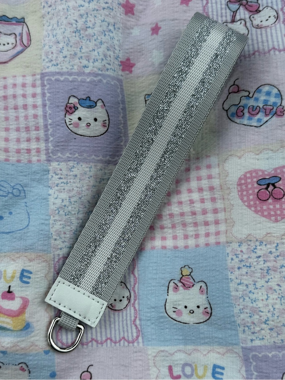 Silver Glitter Wristlet Key Strap